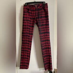 Olsenboye Red and Black Tie-Dye Skinny Jeans